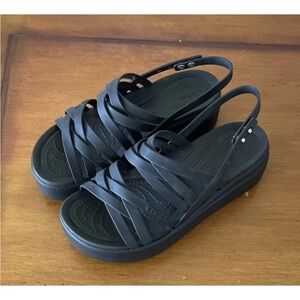 Crocs Literide Brooklyn Strappy Low Wedge Platform Sandal Women's Sz 5 Black